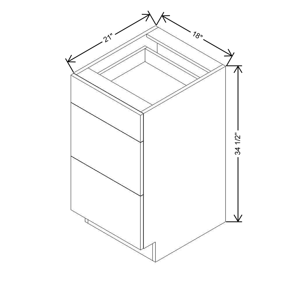 Modernform Cabinet Matte White 18" W X 34 1/2" H X 21" D Vanity Base with 3 Drawers